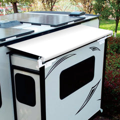 Dulepax RV slide-out awning kit folded for storage and quick deployment.
