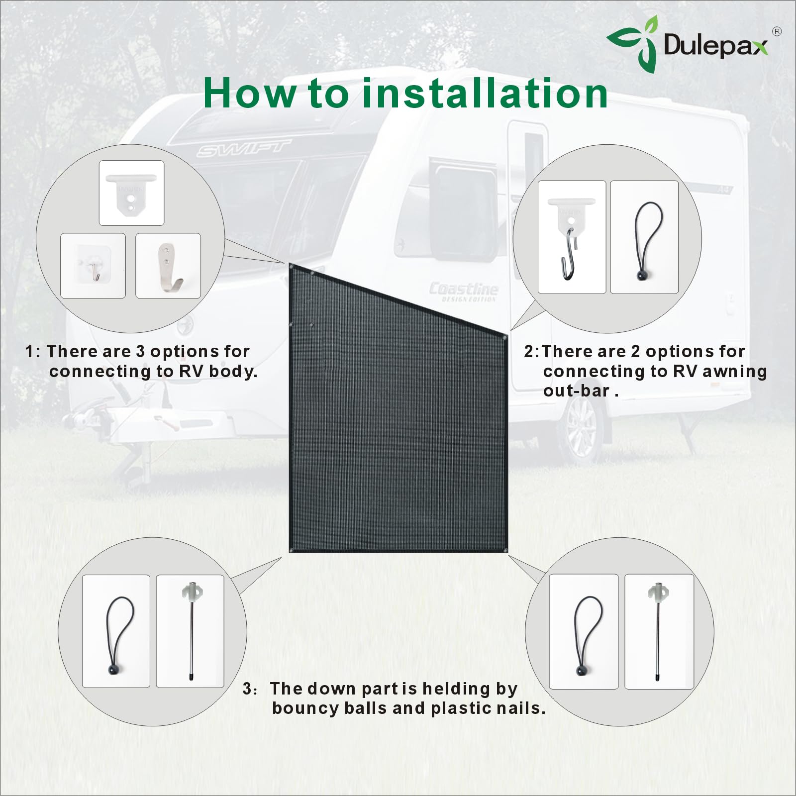 Dulepax side shade kit with complete hardware for easy setup