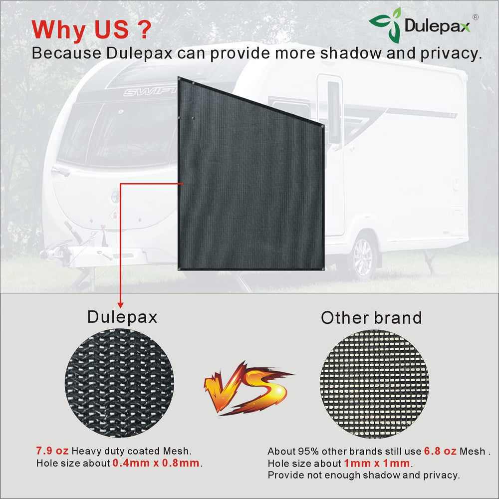Dulepax UV-block privacy mesh reduces glare and outside visibility