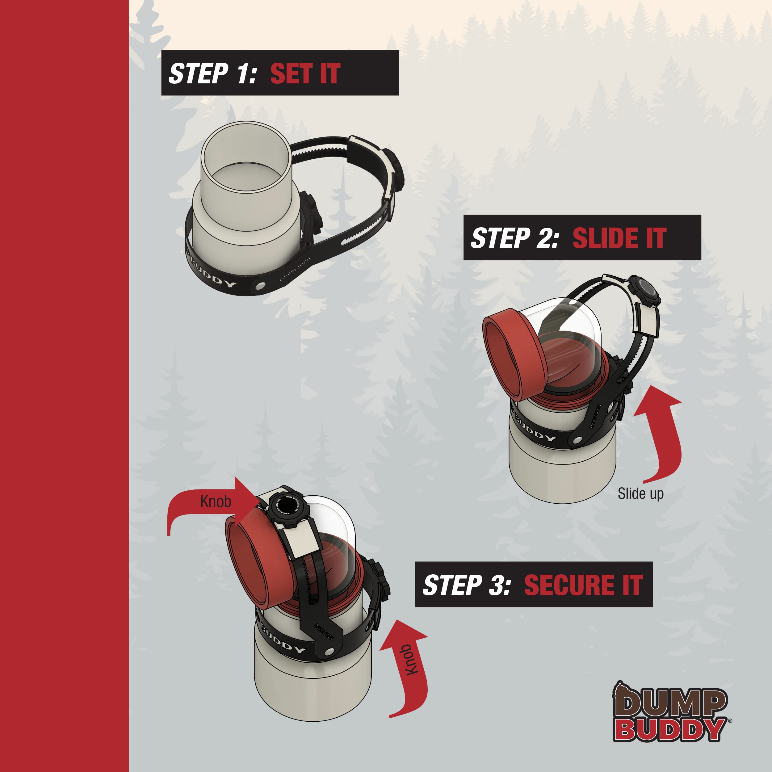 Dump Buddy canvas carrying case keeps gear organized on the road.