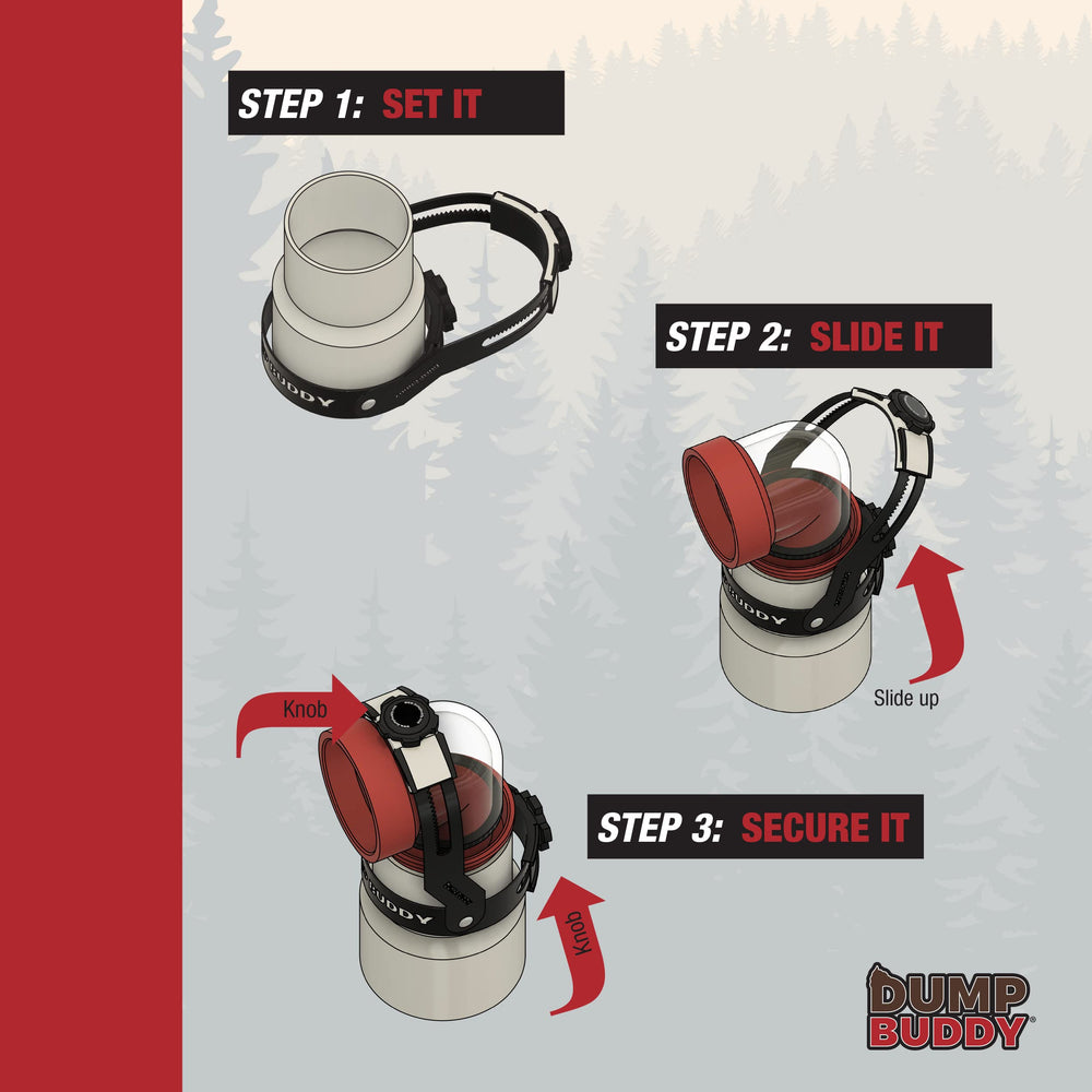 Dump Buddy canvas carrying case keeps gear organized on the road.