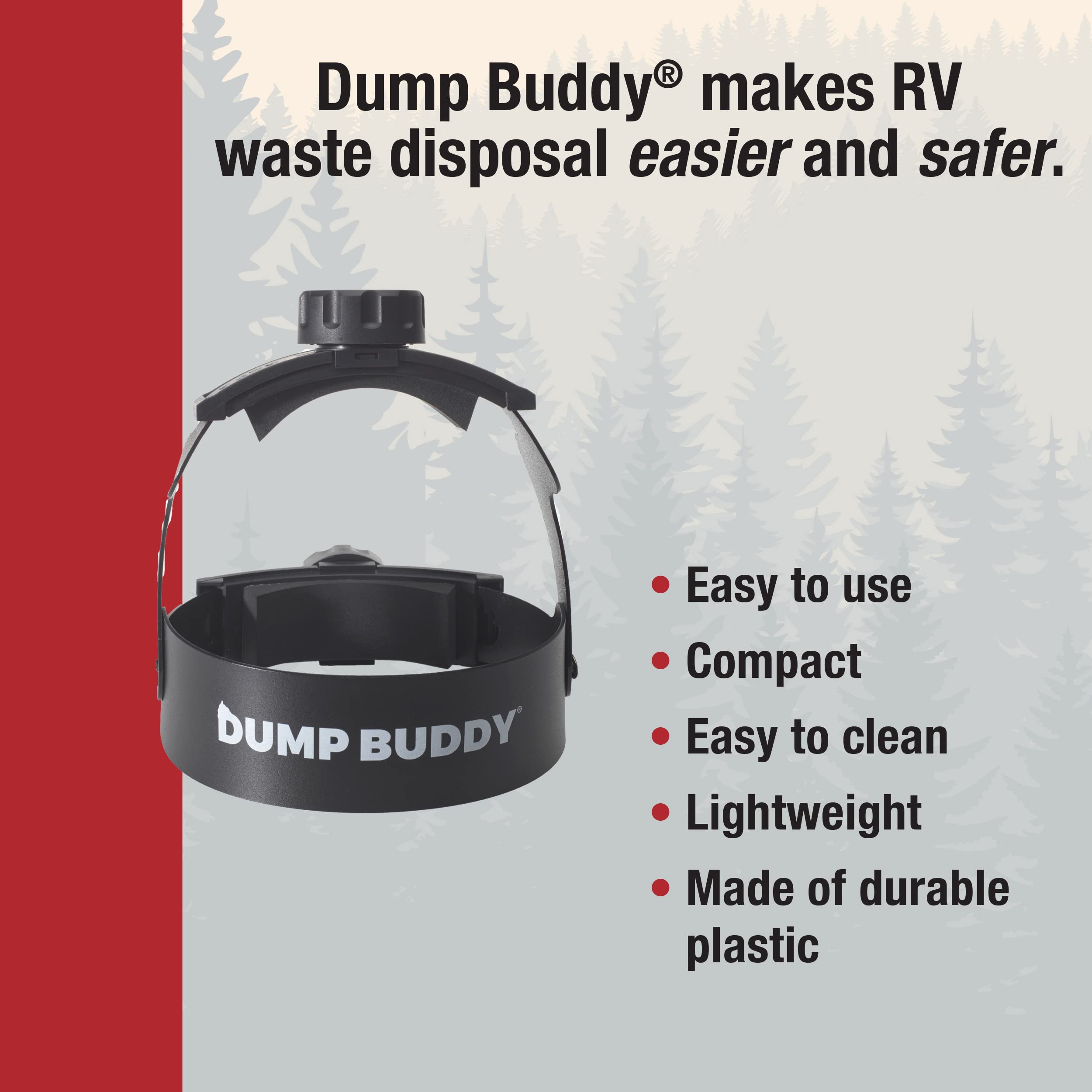 Dump Buddy mesh-drying-bag included keeps components dry for travel.
