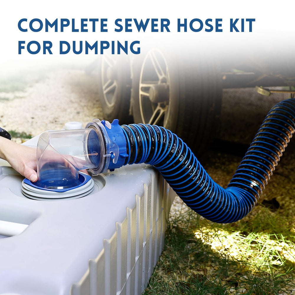 DUMPMAN clear view 90-degree adapter shows when draining finishes.
