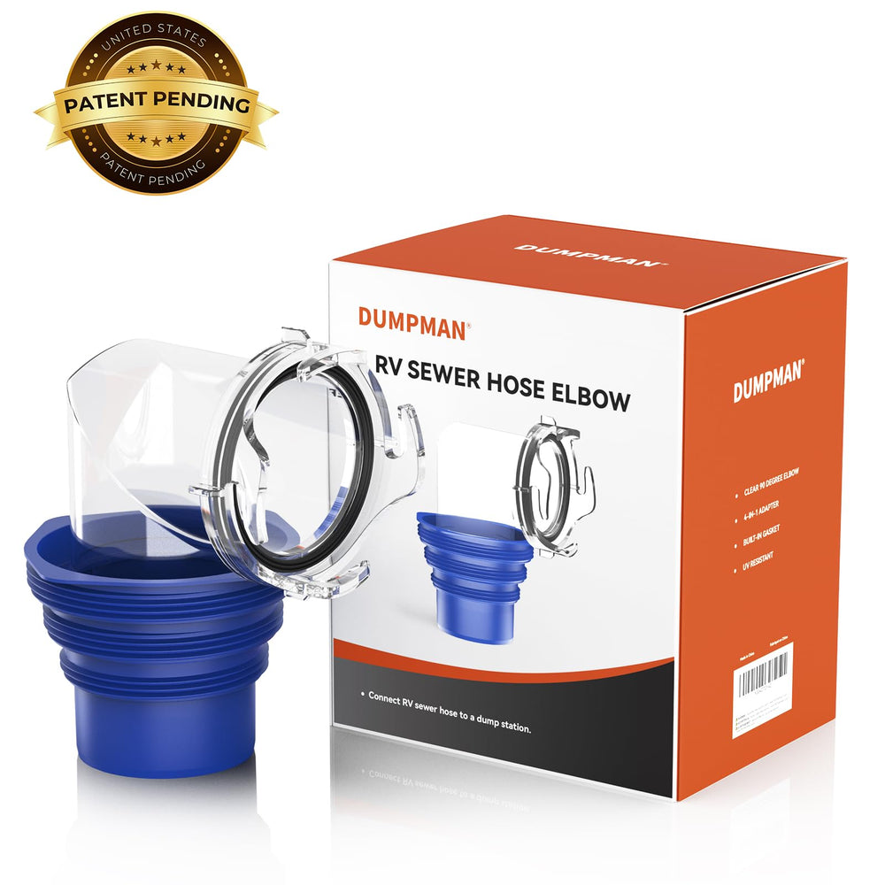 DUMPMAN RV sewer elbow twist-on-use for quick setup.