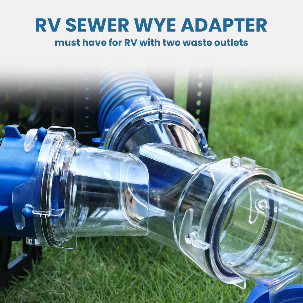 DUMPMAN RV Wye Adapter twist bayonet fittings provide quick, tight hose joins.