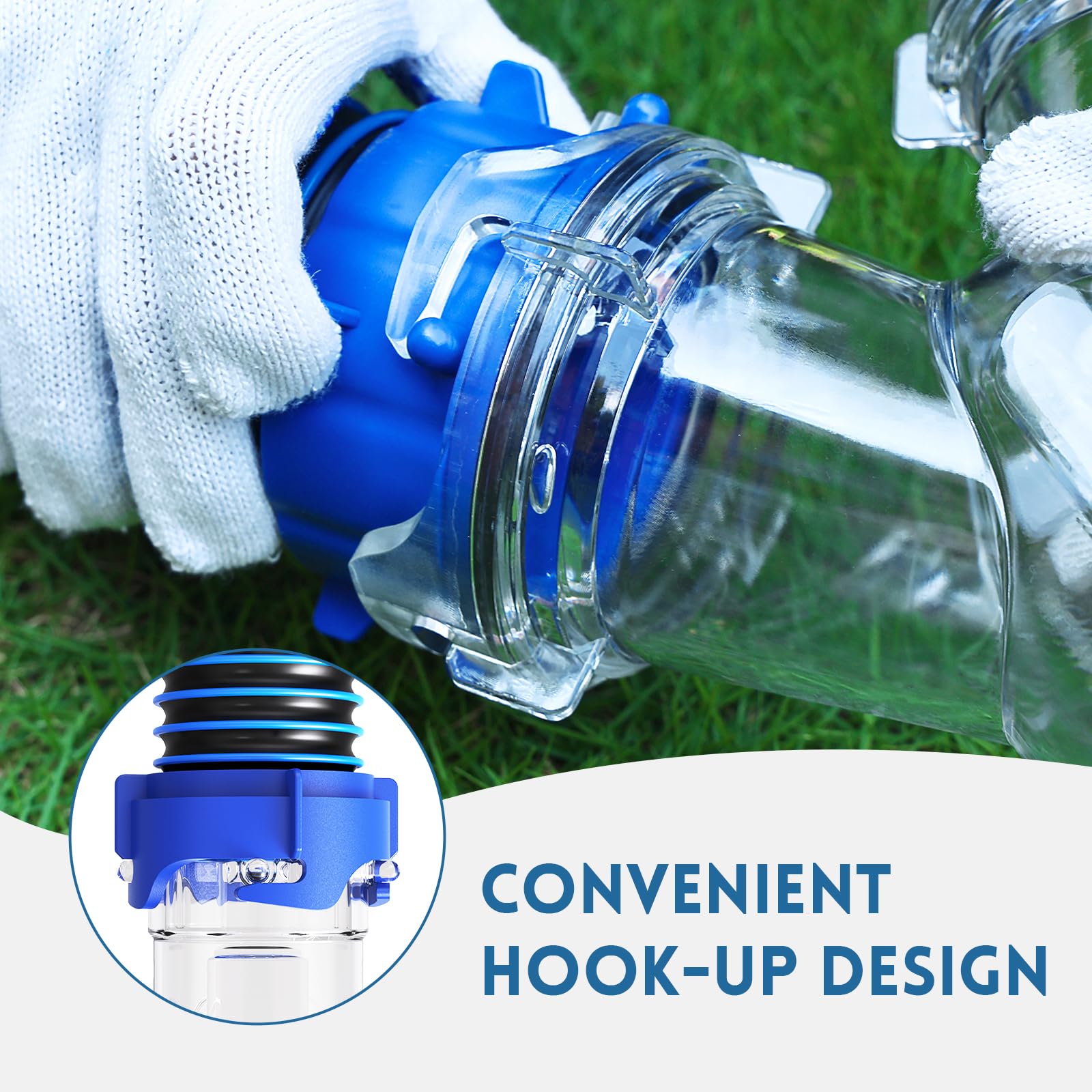 DUMPMAN RV Wye Adapter doubles hoses with two bayonet fittings for efficient setup.