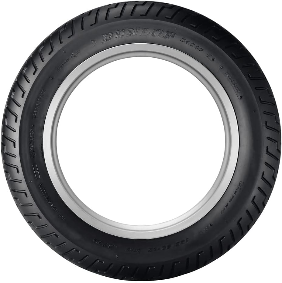 Dunlop D404 front tire on bike closeup shows stability and control