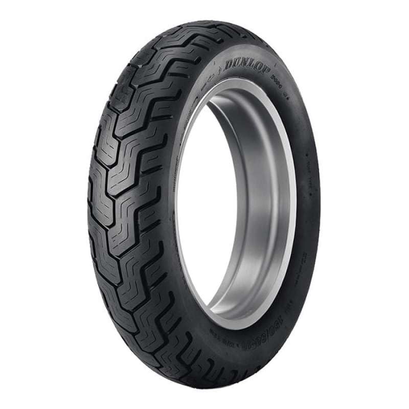 Dunlop D404 tread detail highlights durable compound for cruiser stability.