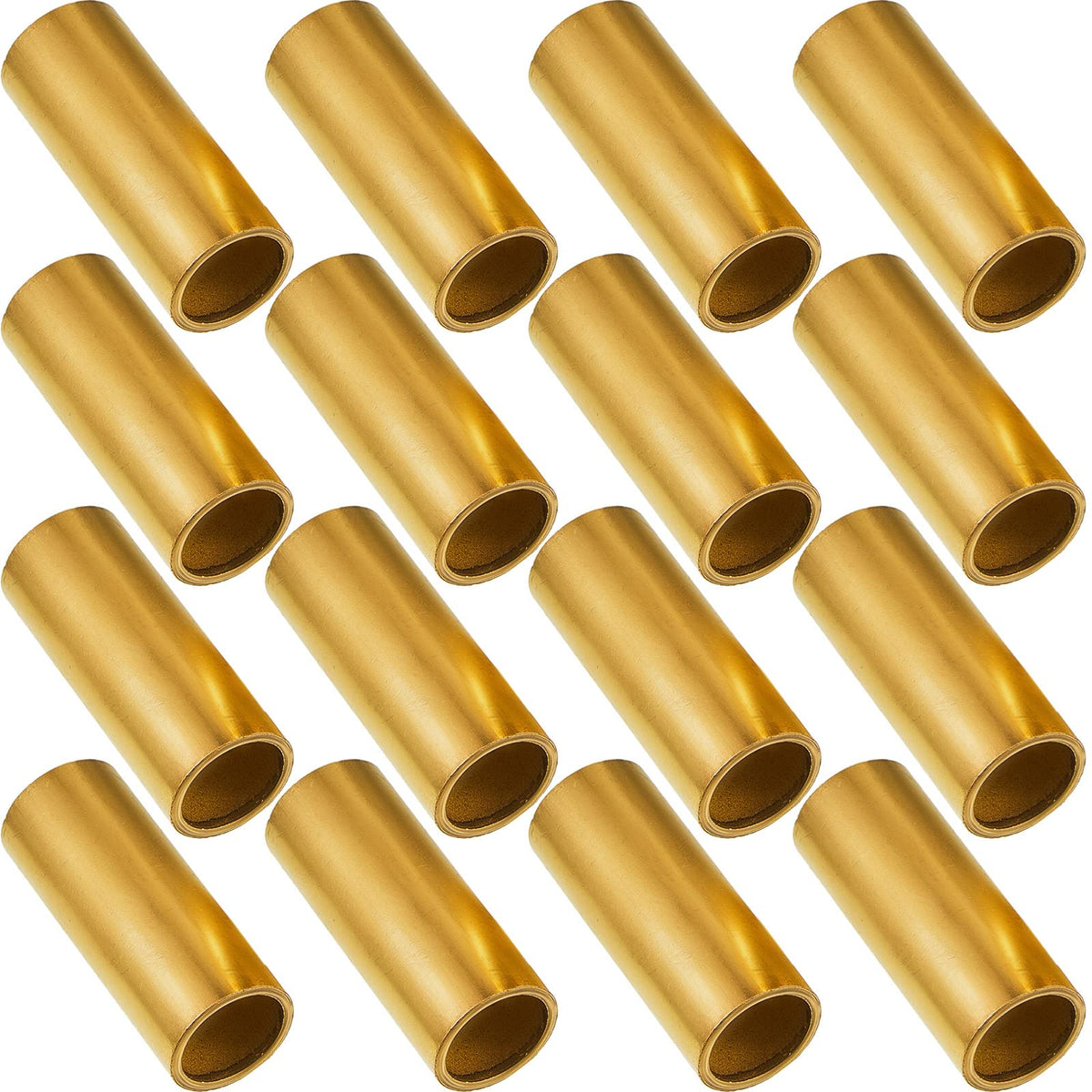 Dunzy brass trailer bushings kit, 16-pack, ready for quick axle replacement.