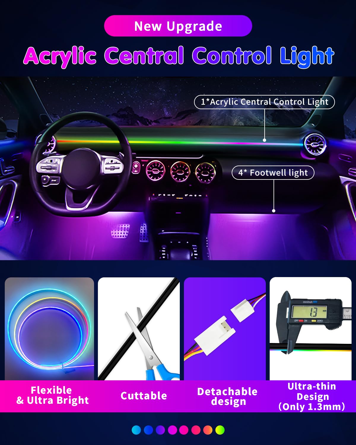 DUOFU365 acrylic central control light enhances dashboard aesthetics with safety design