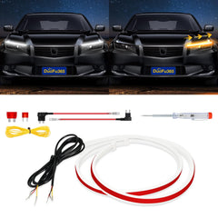 DUOFU365 DRL amber turn signal strip enhances daytime visibility.