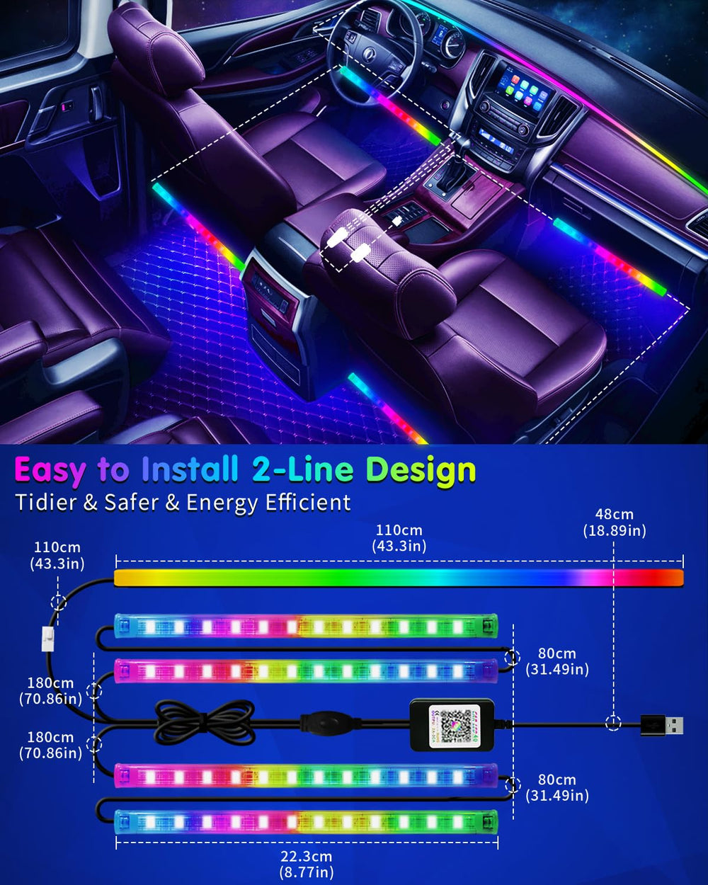 DUOFU365 music-sync LED strip reacts to songs for immersive driving