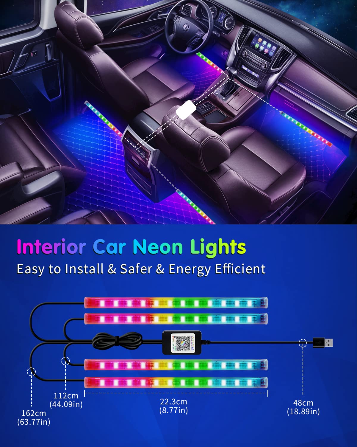 DUOFU365 under-seat lights brighten footwell gaps with subtle glow for mood.