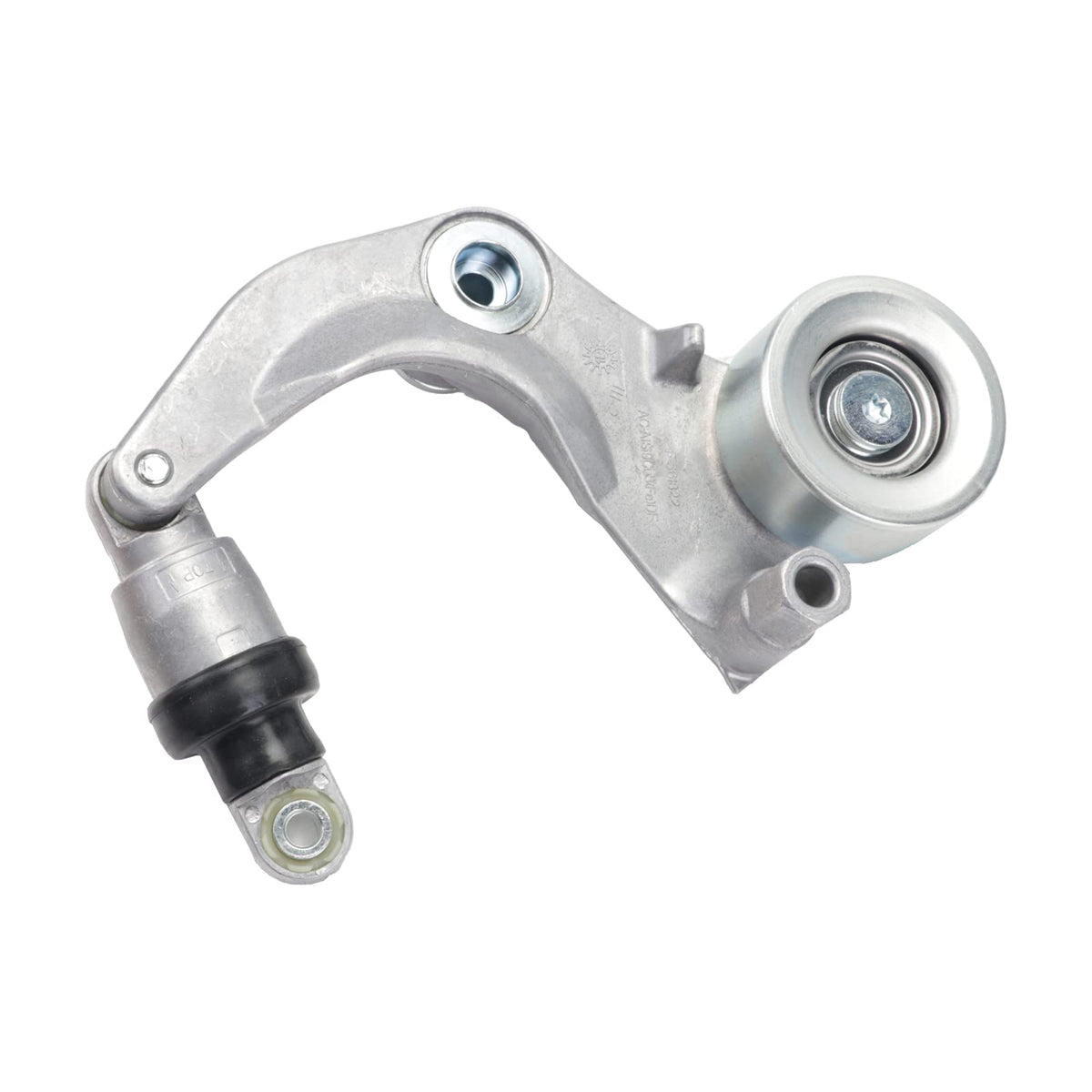 Duolctrams belt tensioner assembly front view for stable belt tension.