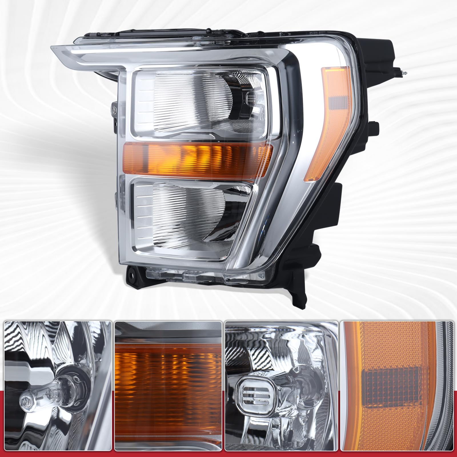 Duolctrams halogen headlight for F-150 front view with chrome ring