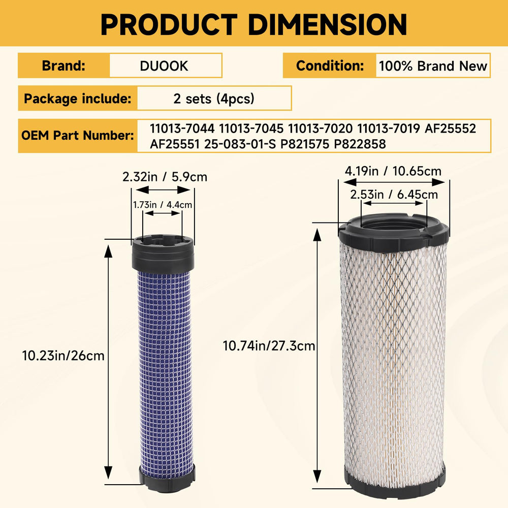 DUOOK Kawasaki inner filter 11013-7019 traps debris for cleaner intake.