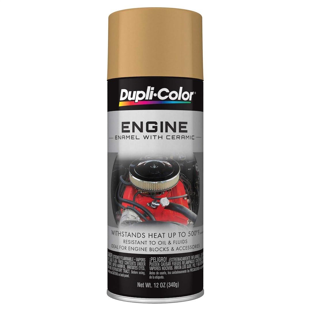 Dupli-Color DE1638 ceramic engine enamel can for high heat protection and gloss.