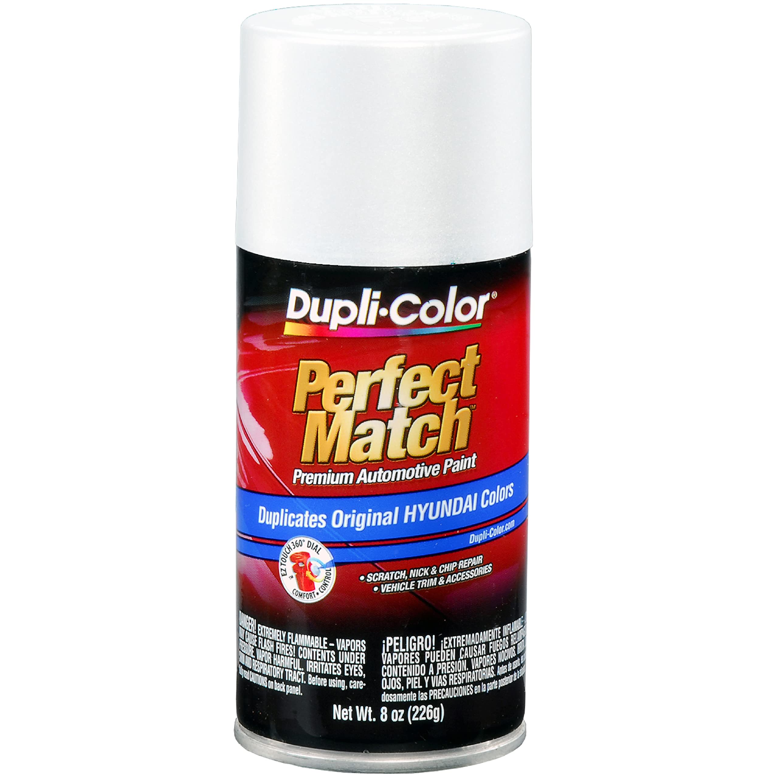 Dupli-Color EBHY18057 Hyundai Power White Pearl front-view spray can for seamless color matching