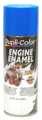 Dupli-Color Engine Enamel with Ceramic Ford Blue can side for durable heat protection.