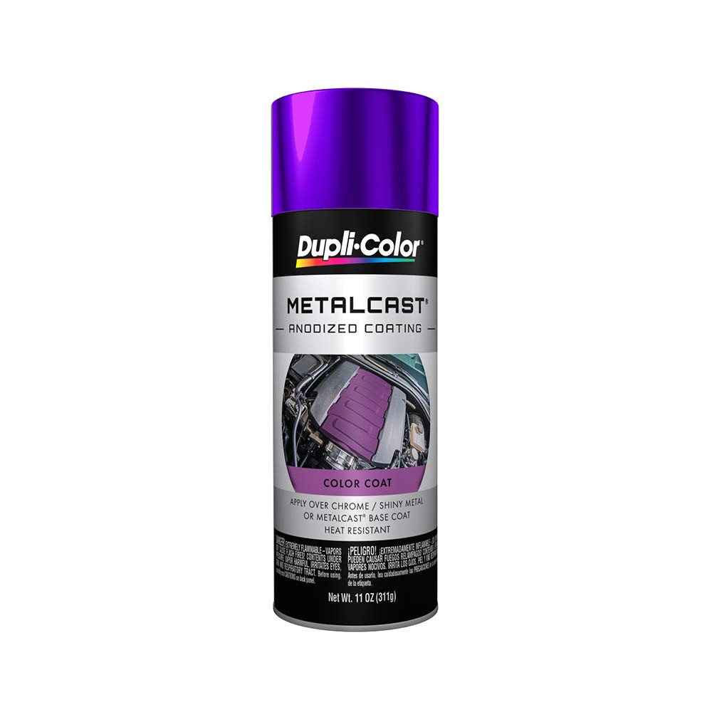 Dupli-Color Metalcast purple bottle demonstrates an easy one-step chrome finish