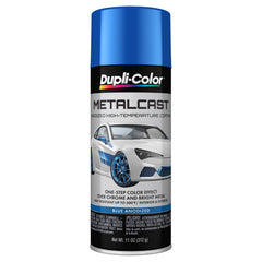 Dupli-Color Metalcast blue anodized spray can ready for chrome restoration.