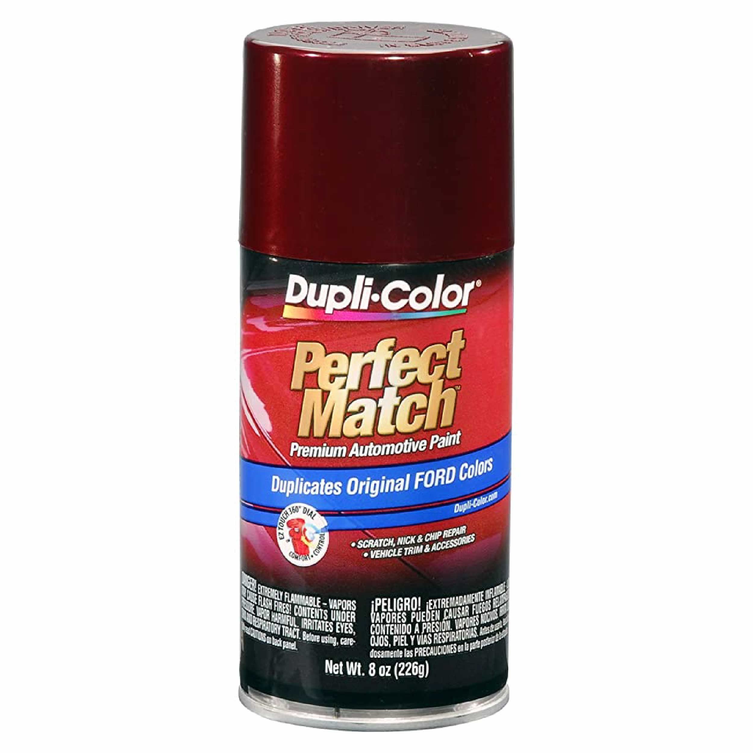 Dupli-Color Perfect Match automotive spray paint can delivers precise color restoration on factory finishes.