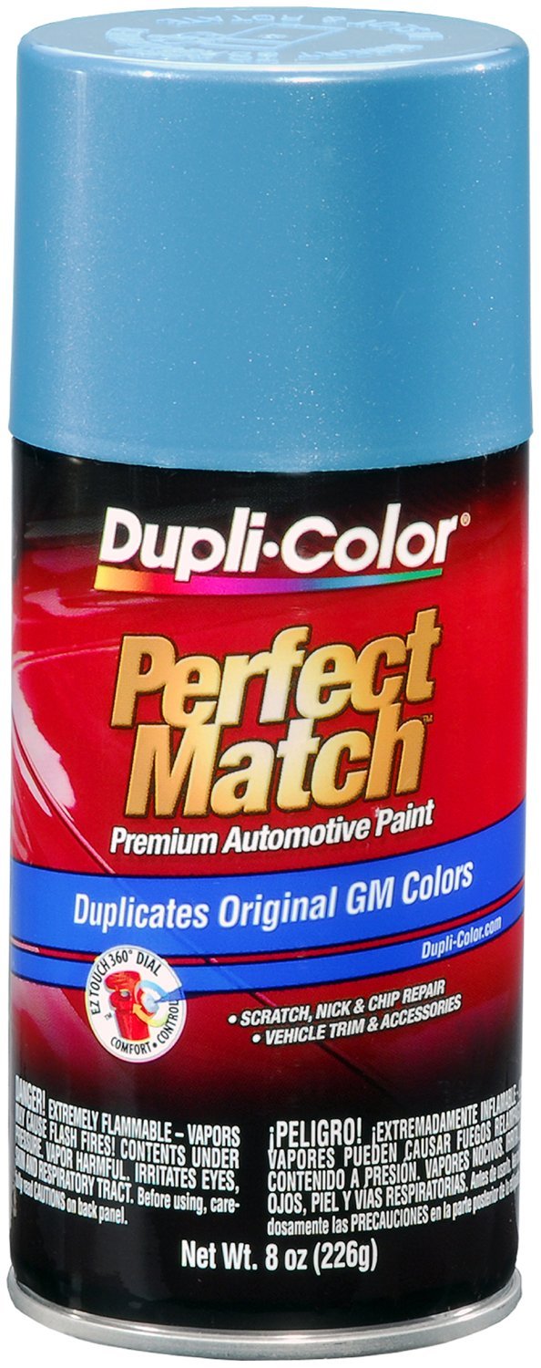 Dupli-Color Perfect Match light blue spray paint for OEM color matching and touch-ups
