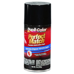 Dupli-Color Perfect Match Toyota black metallic 8 oz can for exact color matching on vehicles.