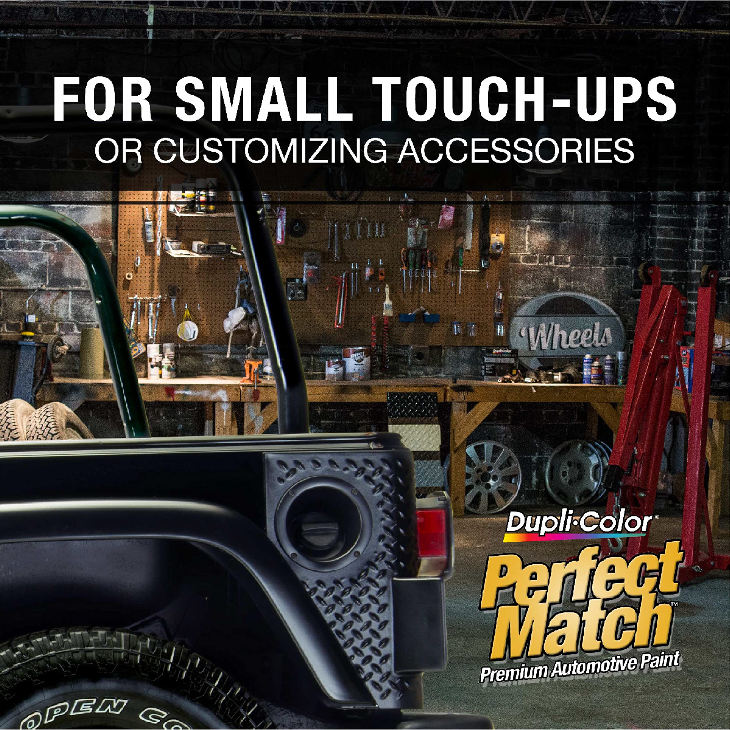 Dupli-Color universal chrome finish on car panel demonstrates a flawless factory color match.