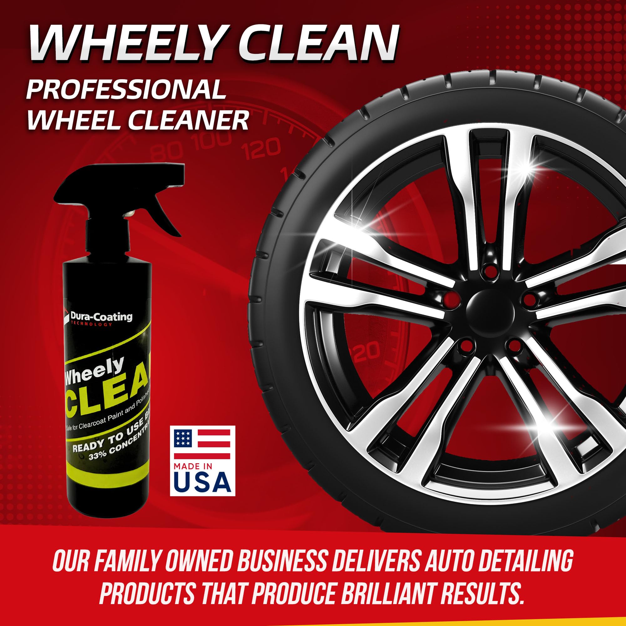 Wheely Clean delivers a high-gloss finish on chrome wheels.