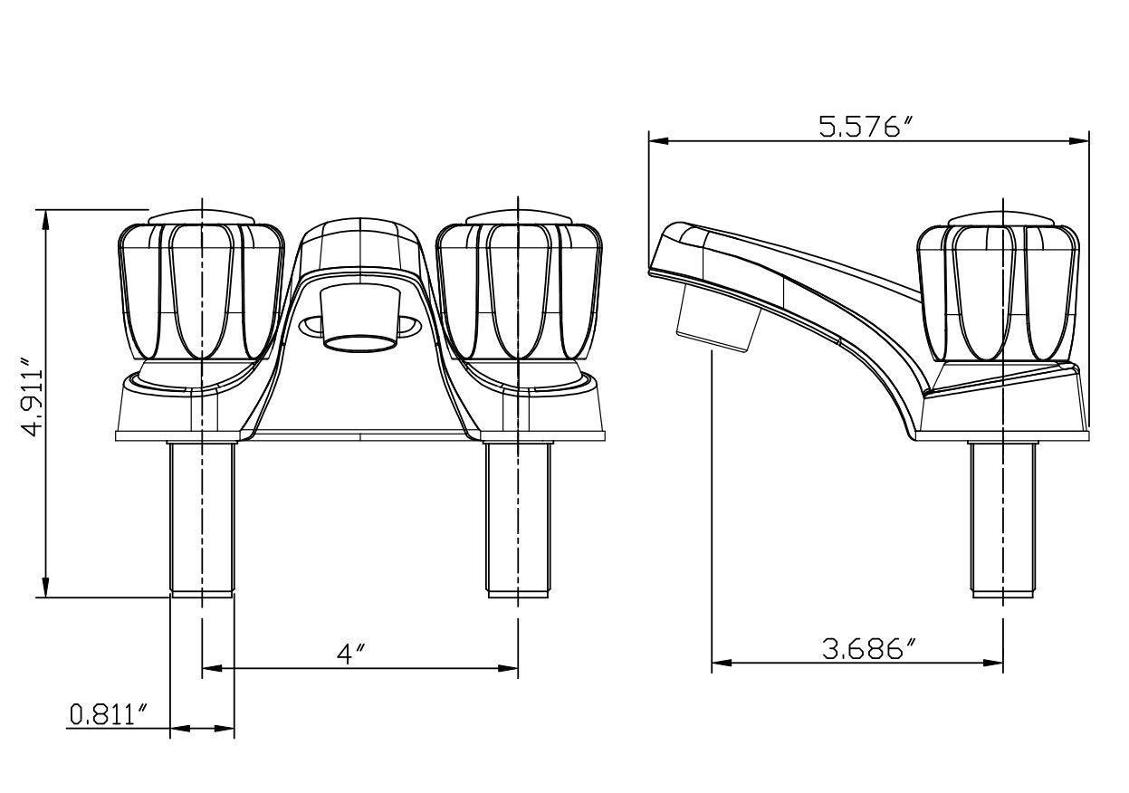 Dual smoked knobs provide easy control on the DF-PL700S-BQ rv faucet