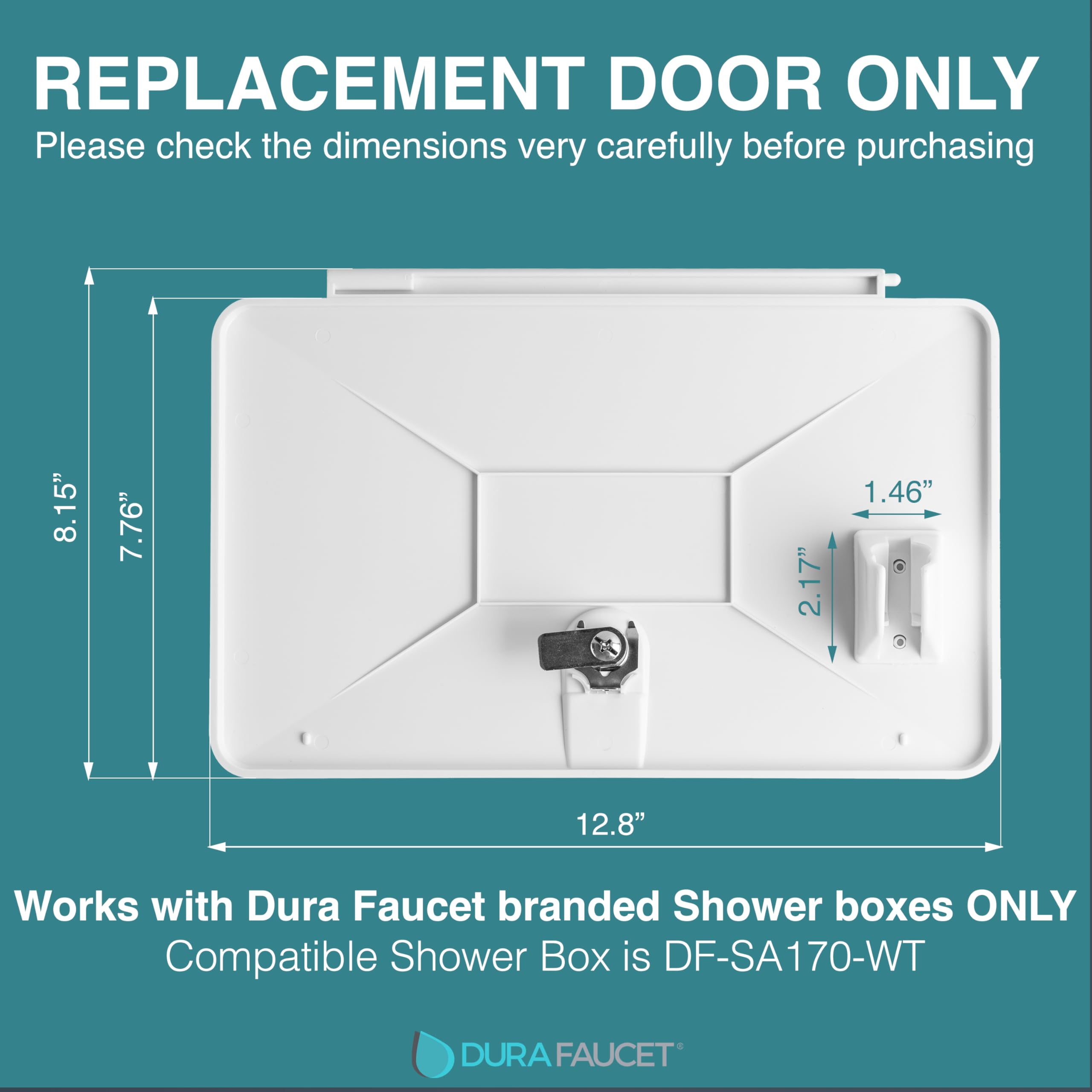 Dura Faucet DF-SA170D-WT lockable door for secure exterior RV access.