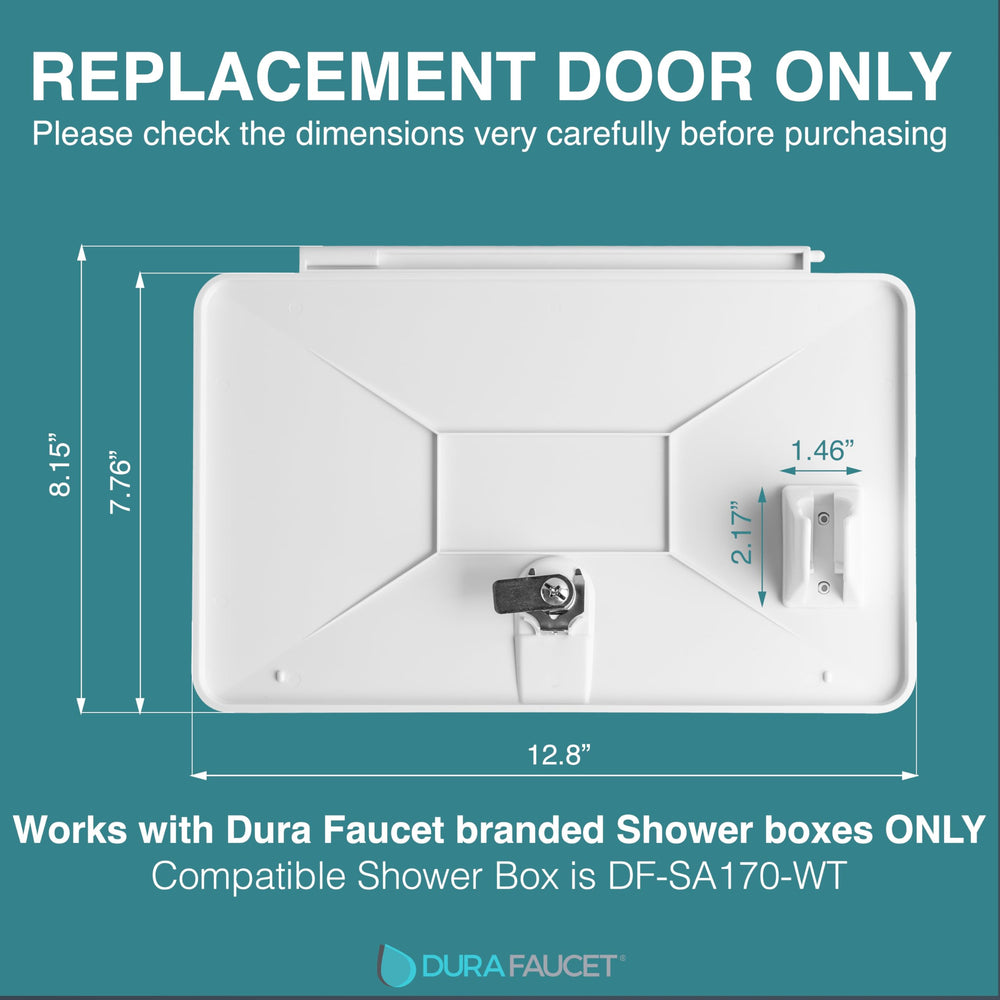 Dura Faucet DF-SA170D-WT lockable door for secure exterior RV access.