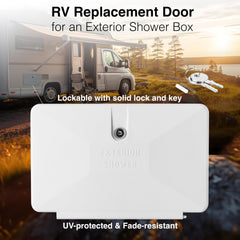 Dura Faucet DF-SA170D-WT UV-protected door resists fading in extreme weather.
