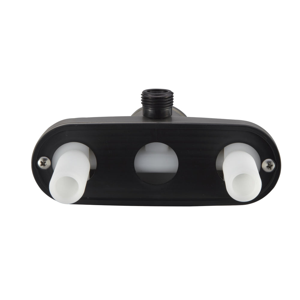 Dura Faucet fits standard 2-hole, 4-inch center-to-center mounting.