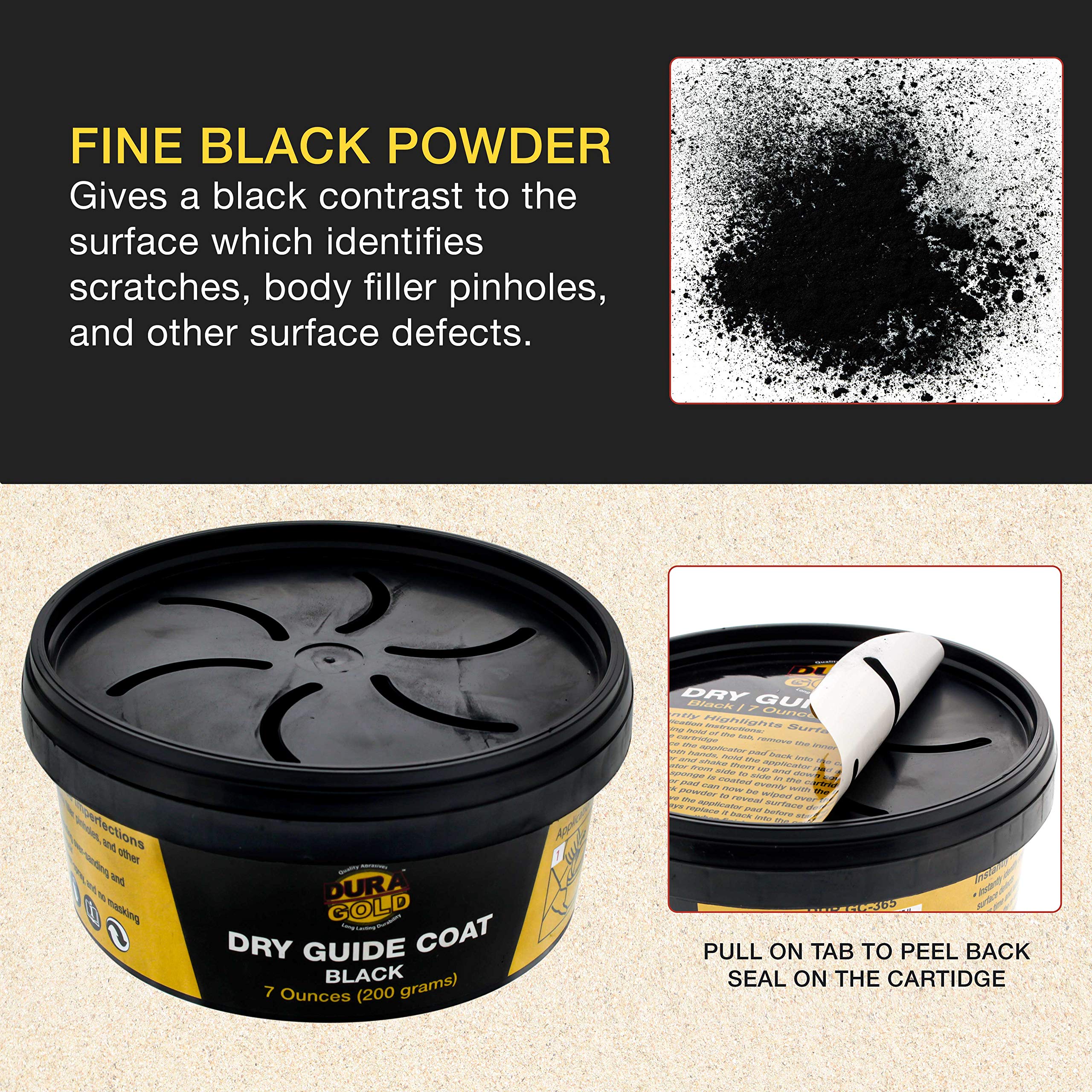 Dura-Gold guide coat works with wet or dry sanding for versatile use.