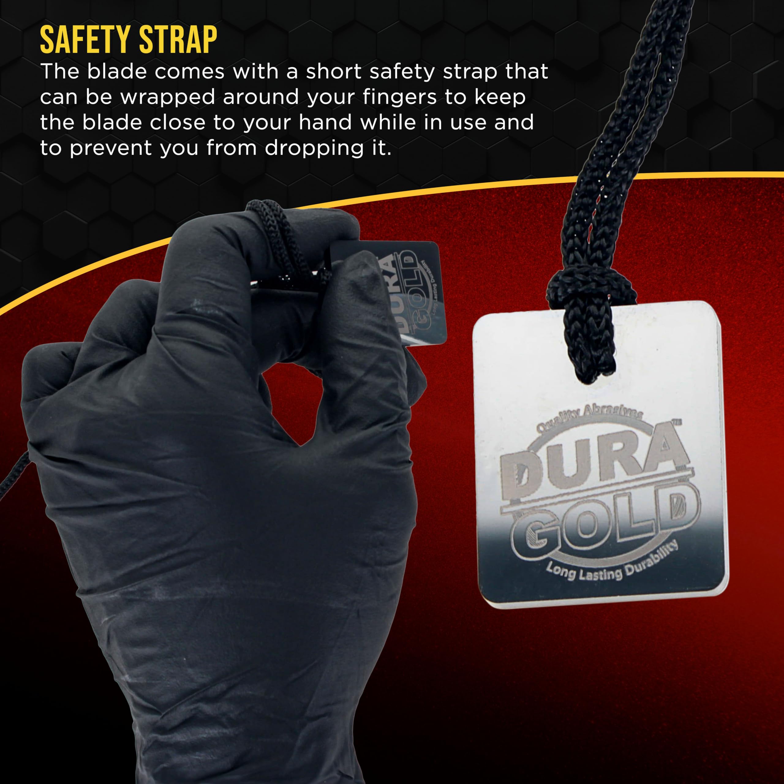 Dura-Gold denibbing blade for showroom-like coatings across surfaces.