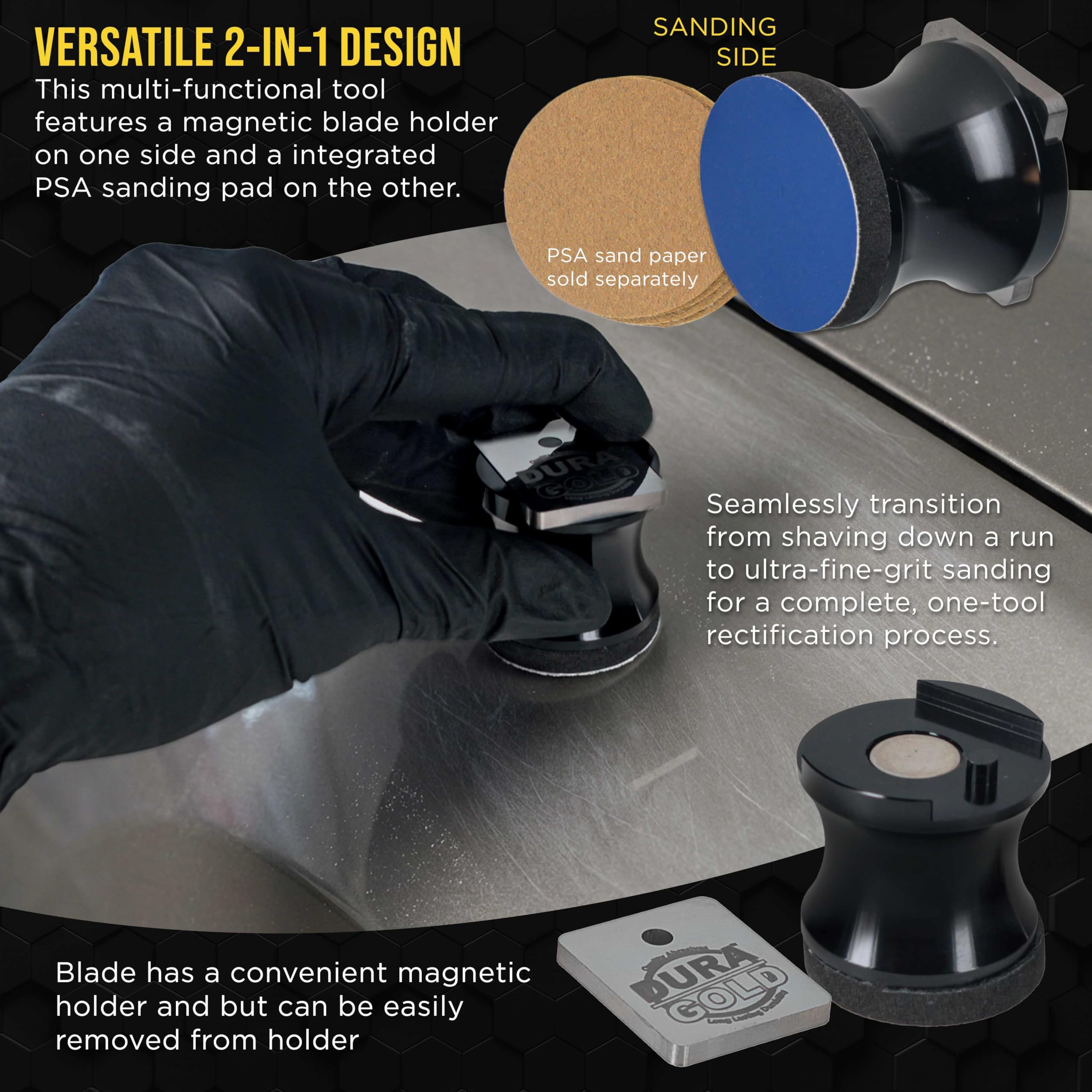Dura-Gold case stores the tool safely when not in use