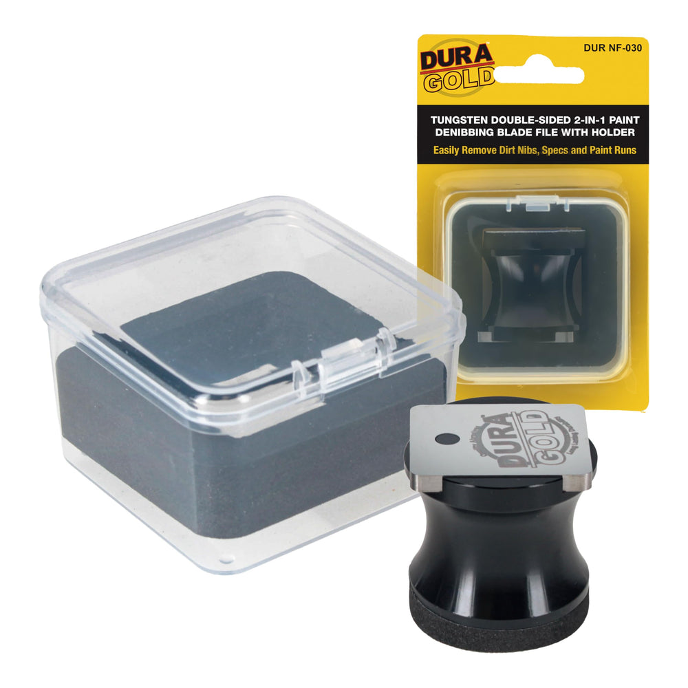 Dura-Gold tungsten denibbing blade with magnetic holder for precise paint runs