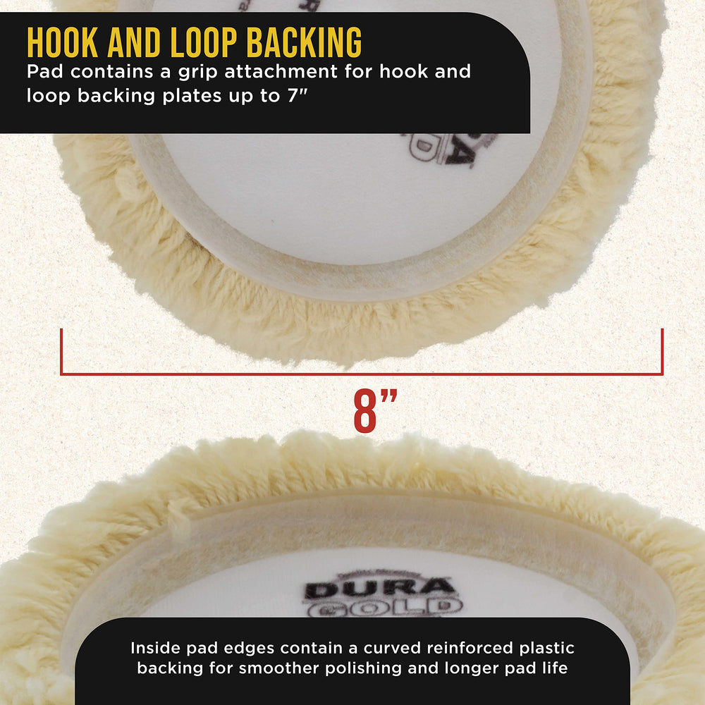 Dura-Gold wool buffing pad in use on oxidized paint.