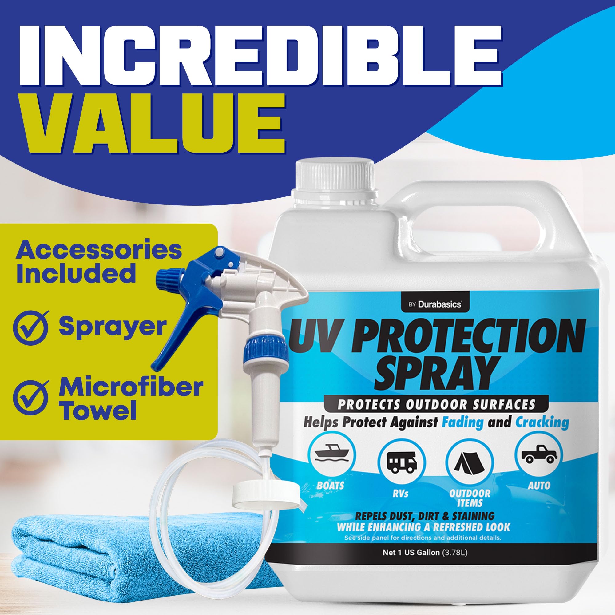 Durabasics UV Protectant on plastic surface prevents sun damage