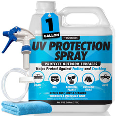 Durabasics UV Protectant Spray bottle shows matte finish on exterior surface