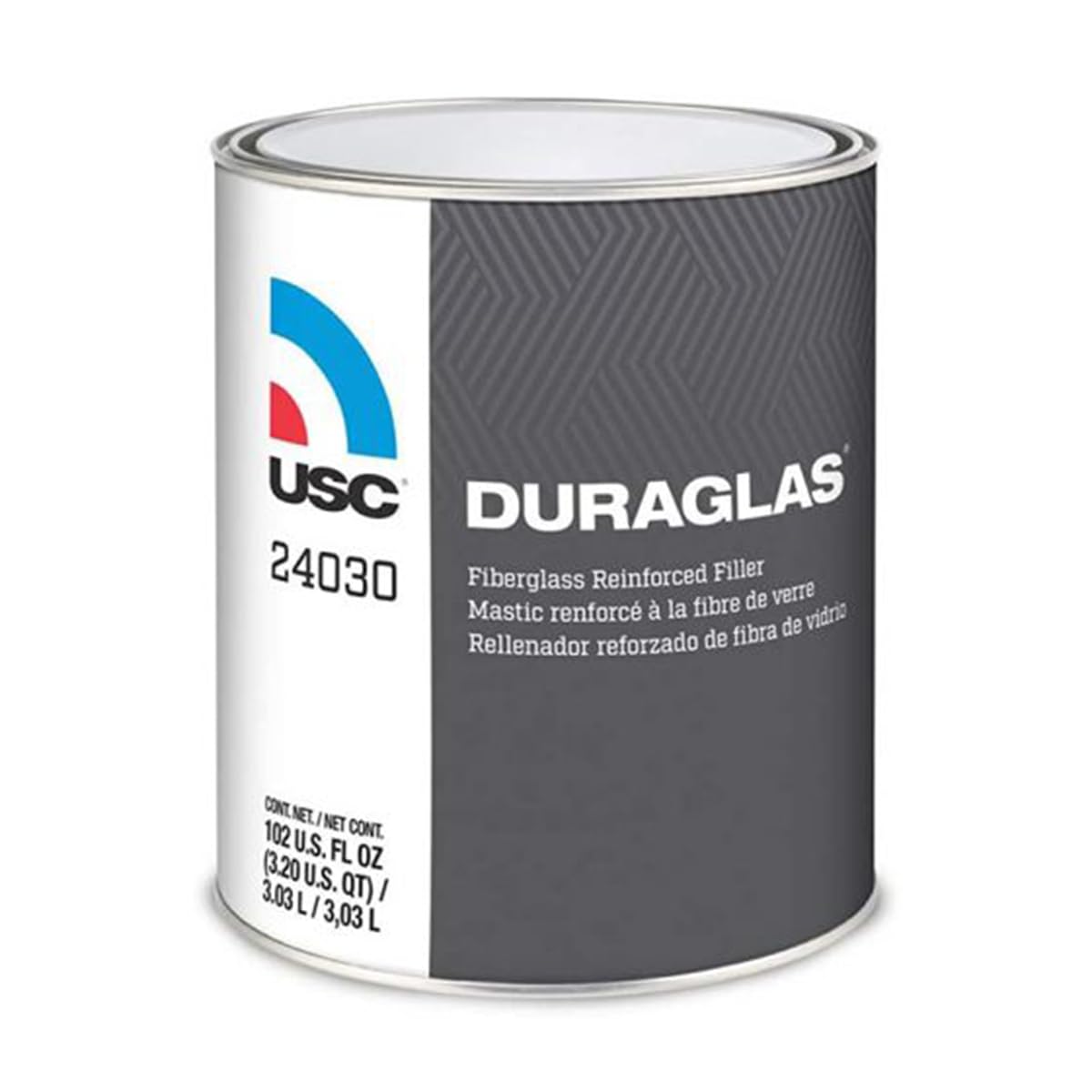 Duraglass reinforced body filler bottle with cream hardener for metal and fiberglass repairs