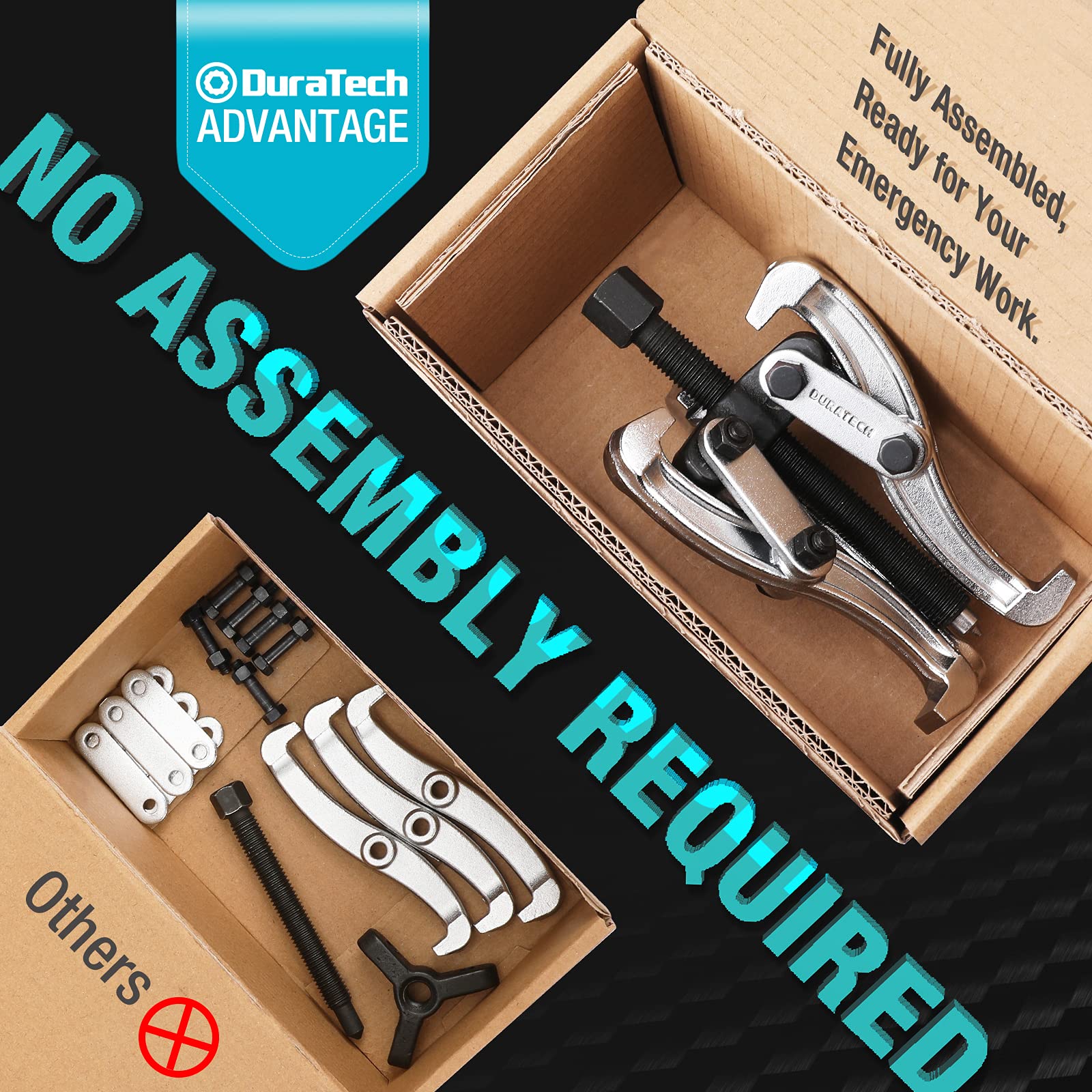 DURATECH 3-jaw jaws detail showing chrome plating for rust resistance