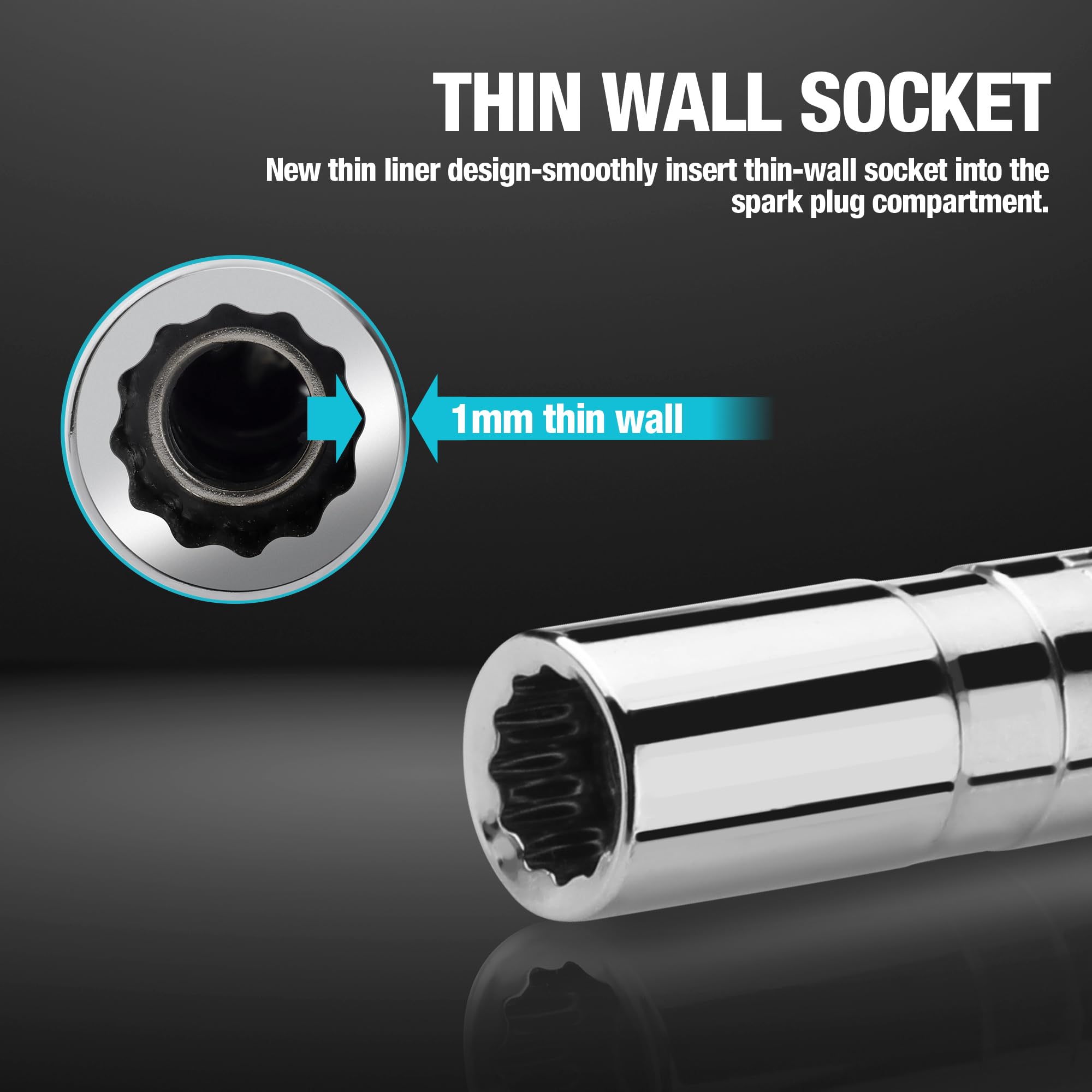DURATECH 5/8in 12-point socket offering versatile grip for spark plugs
