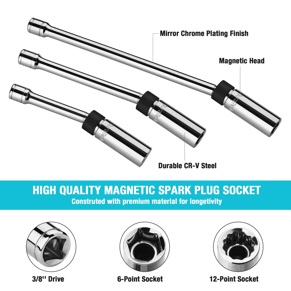 DURATECH 6in swivel magnetic spark plug socket reaches deeper plugs