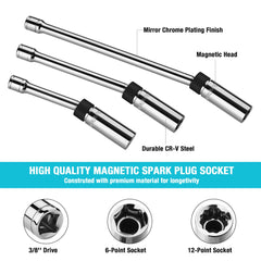DURATECH 6in swivel magnetic spark plug socket reaches deeper plugs