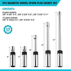 DURATECH 8in swivel magnetic spark plug socket improves access in tight spaces