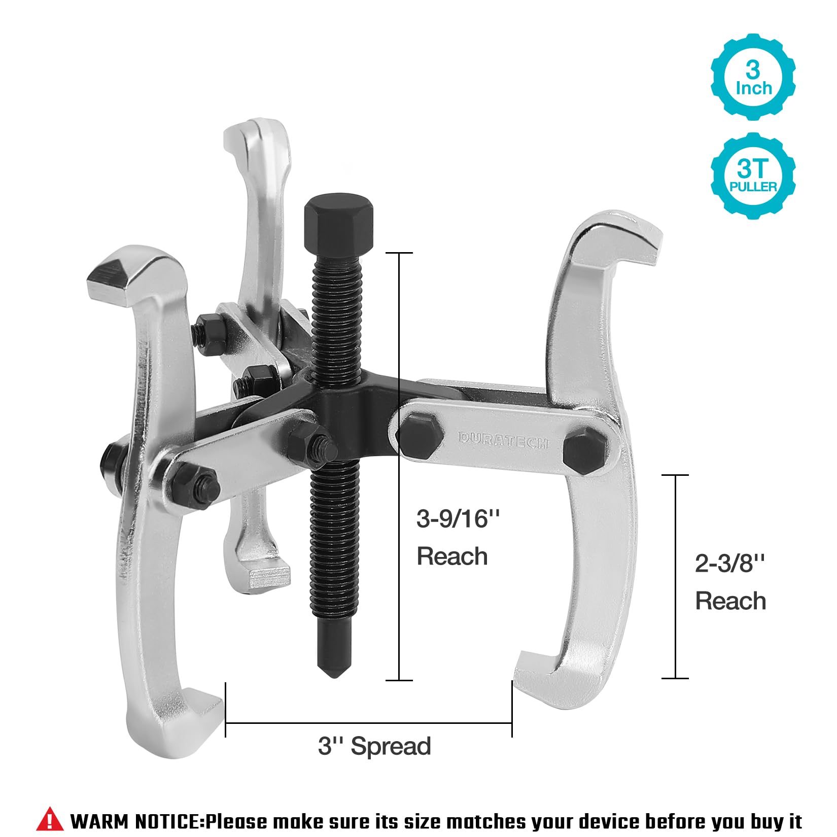 DURATECH chrome-plated jaws resist corrosion while gripping during gear removal.