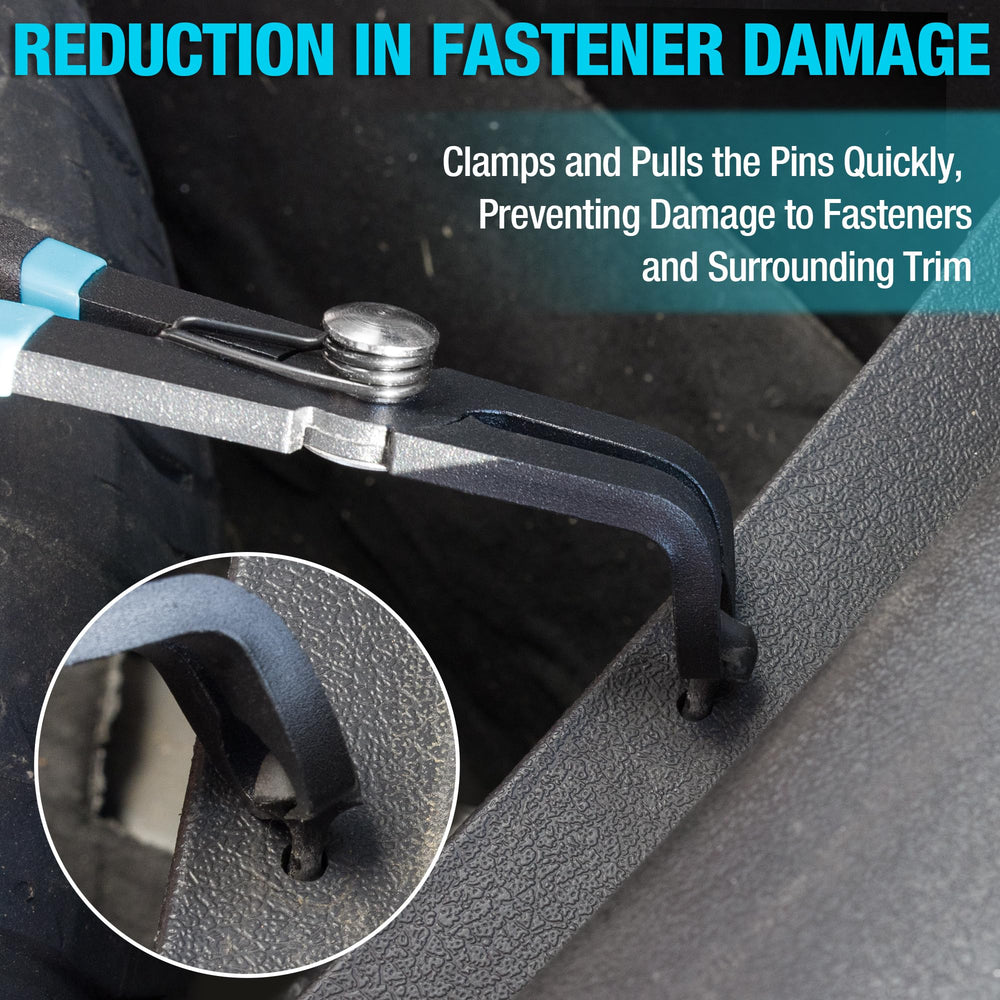 DURATECH ergonomic grip pliers help access interior clips and rivets safely.